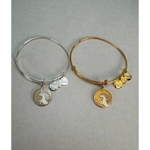 Alex And Ani Unicorn Charity By Design Bangle Bracelet Set Gold Silver Tone